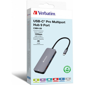 Verbatim CMH-09 USB Type-C 10000 Mbit s Prateado
