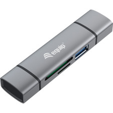Equip 245460 leitor de cartões USB 3.2 Gen 1 (3.1 Gen 1) Type-A Type-C Cinzento