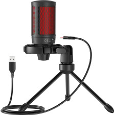 Savio wired gaming microphone with backlight tripod USB SONAR PRO Preto, Vermelho Microfone para consola de jogos