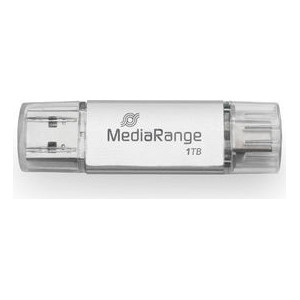 MediaRange MR941-1 unidade de memória USB 1 TB USB Type-A   USB Type-C 3.2 Gen 1 (3.1 Gen 1) Prateado