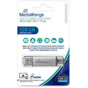 MediaRange MR938 unidade de memória USB 128 GB USB Type-A   USB Type-C 3.2 Gen 1 (3.1 Gen 1) Prateado