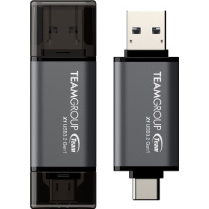 Team Group X1 USB 3.2 Gen1 unidade de memória USB 128 GB USB Type-A   USB Type-C 3.2 Gen 1 (3.1 Gen 1) Preto, Cinzento