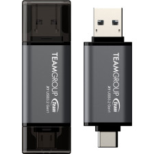 Team Group X1 USB 3.2 Gen1 unidade de memória USB 128 GB USB Type-A   USB Type-C 3.2 Gen 1 (3.1 Gen 1) Preto, Cinzento