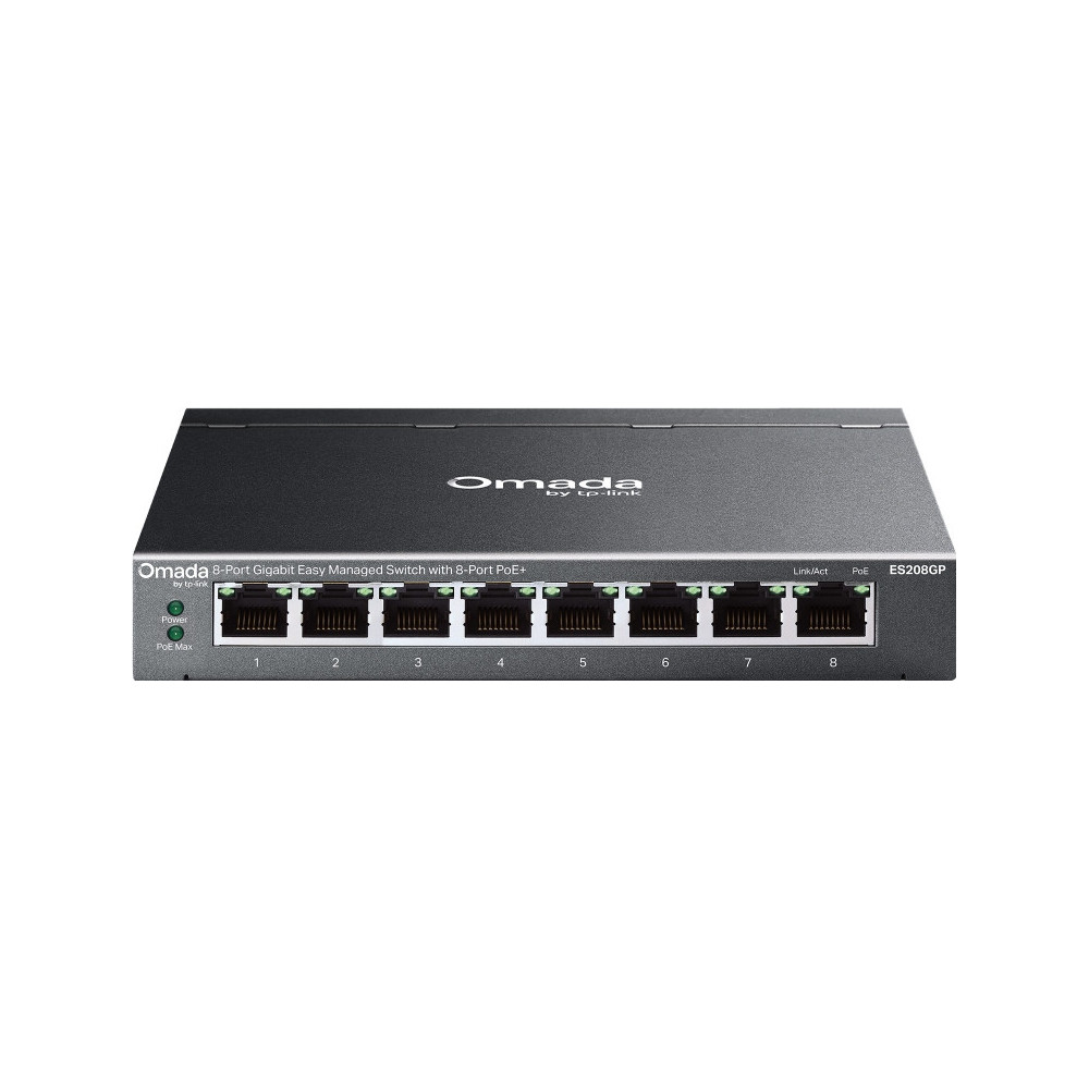 TP-Link Omada ES208GP switch de rede Gerido L2 Gigabit Ethernet (10 100 1000) Power over Ethernet (PoE) DIN rail Preto TP-Link Omada ES208GP switch de rede Gerido L2 Gigabit Ethernet (10 100 1000) Power over Ethernet (PoE) DIN rail Preto