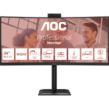 AOC E4 CU34E4CW monitor de ecrã 86,4 cm (34") 3440 x 1440 pixels UltraWide Quad HD LED Preto