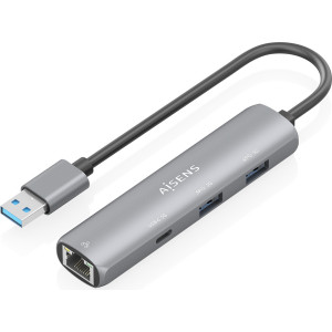 AISENS ASUC-4P035-GR base & duplicador de portas Com fios USB 3.2 Gen 1 (3.1 Gen 1) Type-A Cinzento