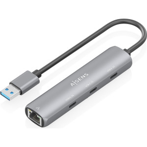 AISENS ASUC-4P037-GR base & duplicador de portas Com fios USB 3.2 Gen 1 (3.1 Gen 1) Type-A Cinzento