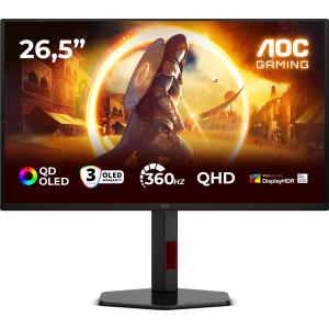AOC G4 Q27G4SDR monitor de ecrã 67,3 cm (26.5") 2560 x 1440 pixels Quad HD QD-OLED Preto, Vermelho