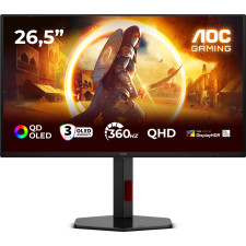 AOC G4 Q27G4SDR monitor de ecrã 67,3 cm (26.5") 2560 x 1440 pixels Quad HD QD-OLED Preto, Vermelho