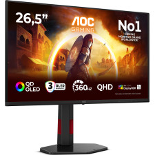 AOC G4 Q27G4SDR monitor de ecrã 67,3 cm (26.5") 2560 x 1440 pixels Quad HD QD-OLED Preto, Vermelho