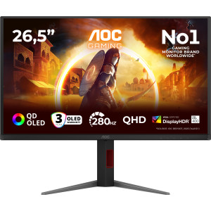 AOC G4 Q27G4ZD monitor de ecrã 67,3 cm (26.5") 2560 x 1440 pixels Quad HD QD-OLED Preto, Vermelho