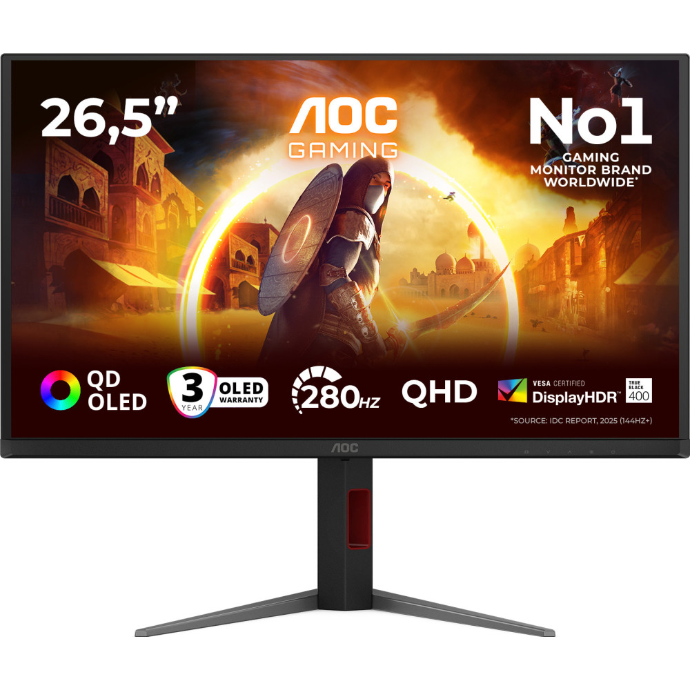AOC G4 Q27G4ZD monitor de ecrã 67,3 cm (26.5") 2560 x 1440 pixels Quad HD QD-OLED Preto, Vermelho AOC G4 Q27G4ZD monitor de ecrã 67,3 cm (26.5") 2560 x 1440 pixels Quad HD QD-OLED Preto, Vermelho