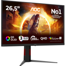 AOC G4 Q27G4ZD monitor de ecrã 67,3 cm (26.5") 2560 x 1440 pixels Quad HD QD-OLED Preto, Vermelho