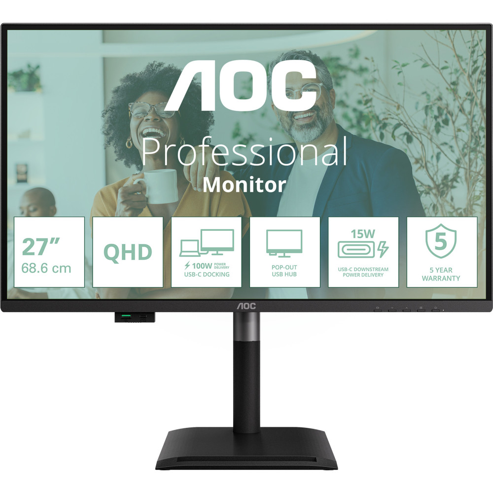 AOC Q27P4CV monitor de ecrã 68,6 cm (27") 2560 x 1440 pixels Quad HD LED Preto AOC Q27P4CV monitor de ecrã 68,6 cm (27") 2560 x 1440 pixels Quad HD LED Preto