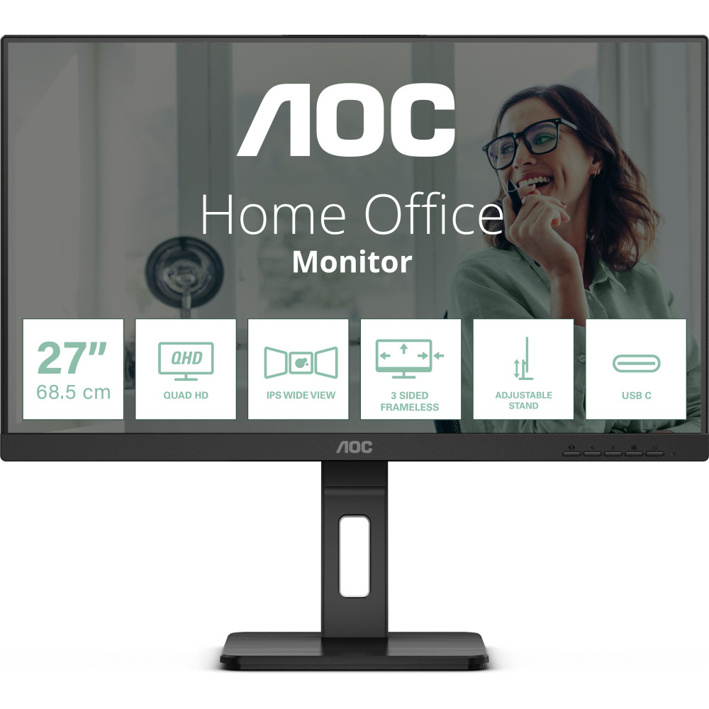 AOC Q27P3CV monitor de ecrã 68,6 cm (27") 2560 x 1440 pixels Quad HD LED Preto AOC Q27P3CV monitor de ecrã 68,6 cm (27") 2560 x 1440 pixels Quad HD LED Preto