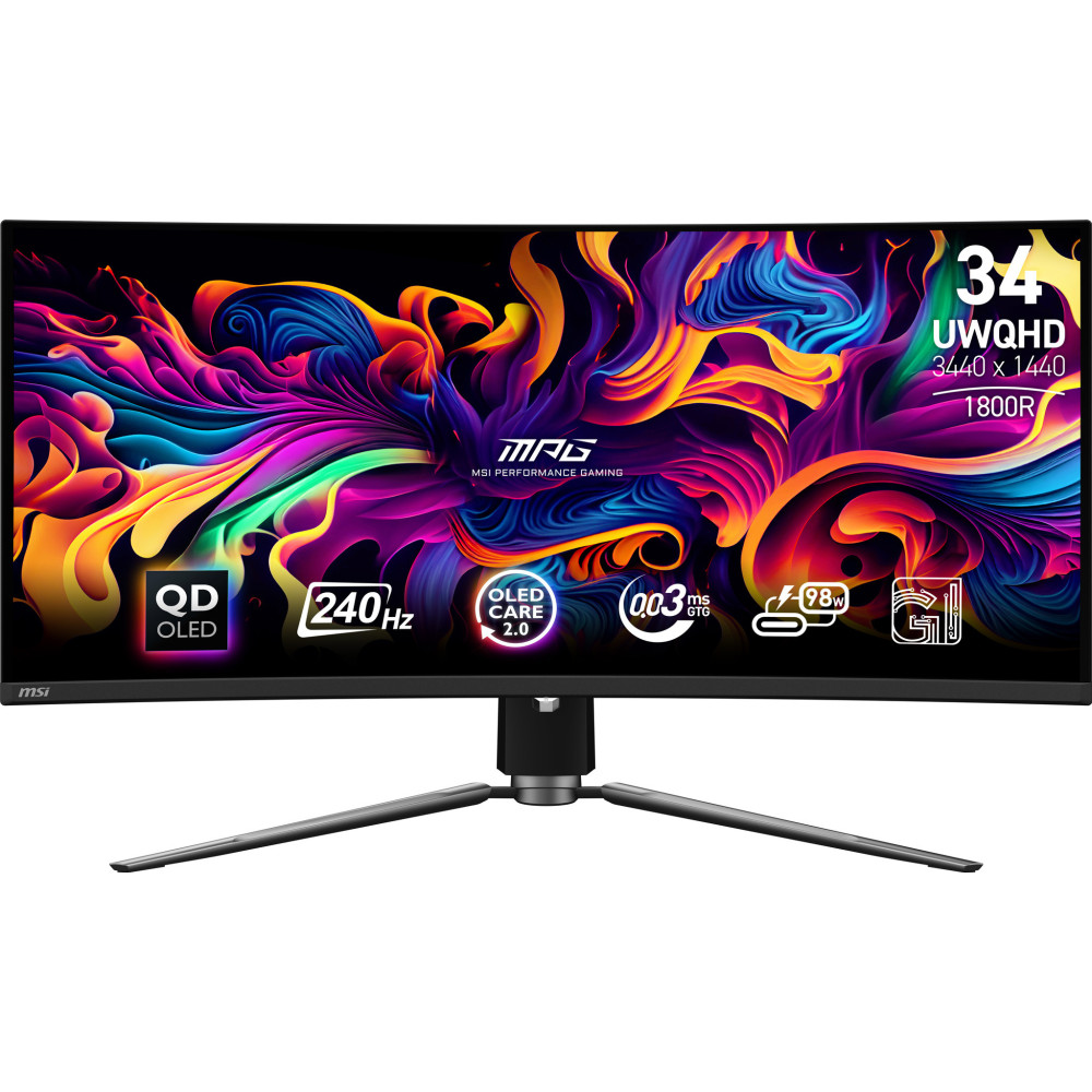 MSI MPG 341CQPX QD-OLED monitor de ecrã 86,4 cm (34") 3440 x 1440 pixels UltraWide Quad HD Preto MSI MPG 341CQPX QD-OLED monitor de ecrã 86,4 cm (34") 3440 x 1440 pixels UltraWide Quad HD Preto