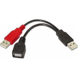 AISENS A101-0030 cabo USB 0,15 m 2.0 2 x USB A USB A Preto, Vermelho
