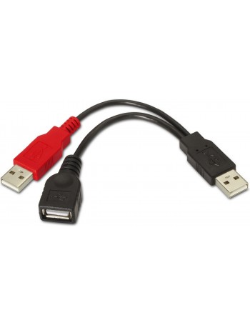AISENS A101-0030 cabo USB 0,15 m 2.0 2 x USB A USB A Preto, Vermelho